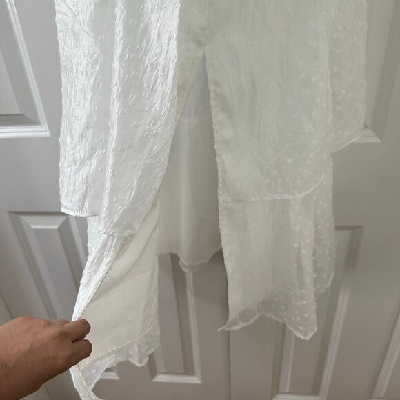 Lulus Blissful Direction White Tie-Strap Clip Dot Bustier Midi Dress - Picture 12 of 14